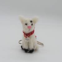 Schlüsselanhänger weiße Katze aus Filz, einmaliges Geschenk für Besitzer eines kleinen Hundes, Taschenanhänger, Bild 1