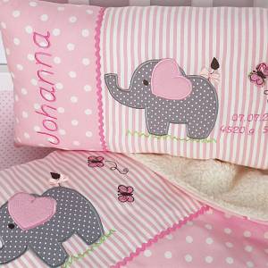 Süße personalisierte, Babydecke, Krabbeldecke mit Elefant für Mädchen, rosa, Baumwollstoff Bild 5