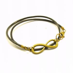 Leder Armband Infinity Unendlichkeit Armreif Farbe nach Wahl silbern bronze golden Bild 2