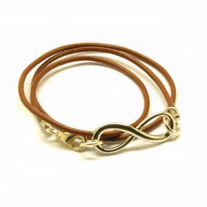 Leder Armband Infinity Unendlichkeit Armreif Farbe nach Wahl silbern bronze golden Bild 7