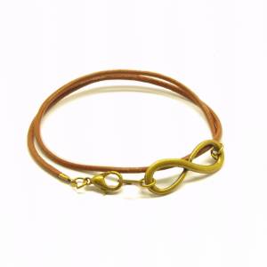 Leder Armband Infinity Unendlichkeit Armreif Farbe nach Wahl silbern bronze golden Bild 9