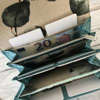 Geldbörse, Geldbeutel, Geldtasche - Canvas, Kork, Eucalypthus, beige, türkis, grün Bild 5