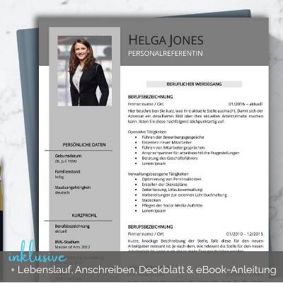 Professionelle Bewerbungsvorlage deutsch | Lebenslauf Vorlage Word, Pages & Canva | Seriöse Bewerbung