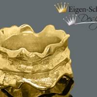 Goldschmiedering "Squessed" in 925er Sterling Silber mit einer 22-karätigen Goldplattierung, Herrenring, Damenri Bild 1