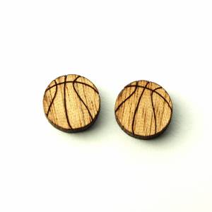Ohrstecker Ball Basketball Holz Ohrringe Stecker Bild 4