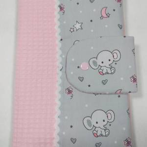 Wunderschöne Wickeltasche in grau/rosa mit niedlichem Elefantenmotiv Bild 1