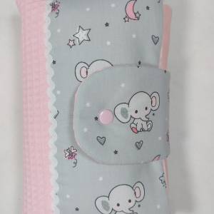 Wunderschöne Wickeltasche in grau/rosa mit niedlichem Elefantenmotiv Bild 3