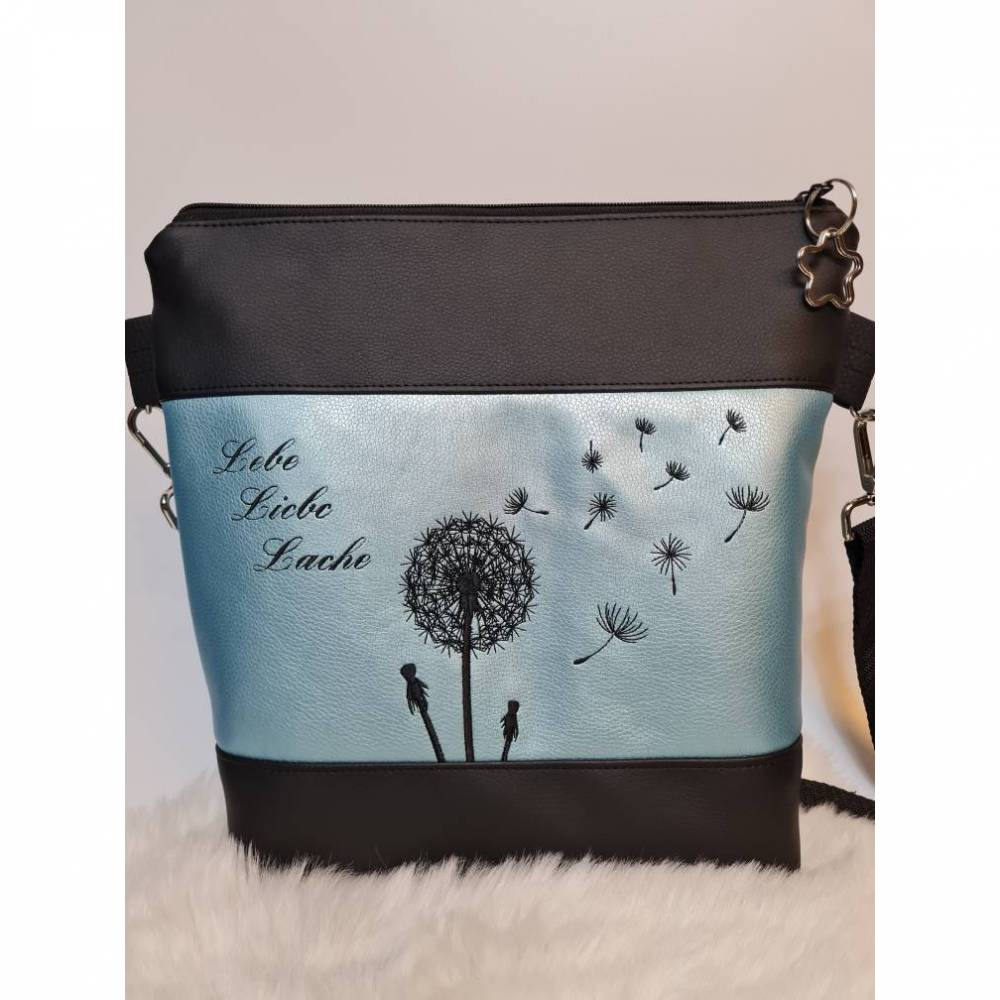 Handtasche *handmade *bestickt Umhängetasche Pusteblume + Lebe, Liebe & Lache 