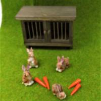 Miniatur  Hasenstall mit Hasen und Möhren - Ostern - Dekoration oder zum Basteln für den Feengarten Bild 1