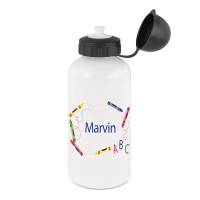Trinkflasche Aluminium personalisiert mit Namen für Kinder, Jungen, Motiv Stifte Bild 1