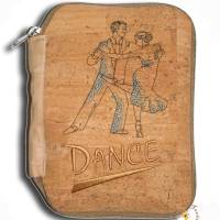 Bestickte Falttasche Kork faltbarer Einkaufsbeutel Paris Dance Tanzpaar Tango Schriftzüge verschiedener Tänze Bild 4