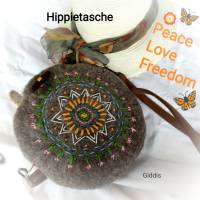 Hippietasche rund "Mandala"gefilzt & bestickt Bild 2