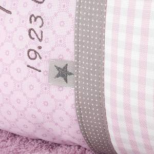 Personalisiertes Kissen zur Geburt oder Taufe, Hund, rosa, braun, aus Baumwollstoff, mit Namen, Biggis Design Bild 4