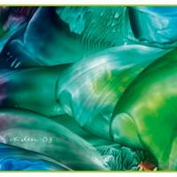 Kunst–Doppelkarte - „Unterwasserlandschaft“ - bewusst ohne Textvorgabe - Design  Ulrike Kröll. Bild 1