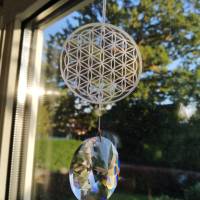 Prisma Anhänger Sonnenfänger mit Blume des Lebens | Kristall Fensterschmuck Fensterdeko Bild 1