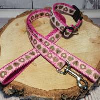 Hundehalsband mit Hundeleine im Set "Alpenliebe", Pink rosa, für kleine Hunde / Welpen Bild 3