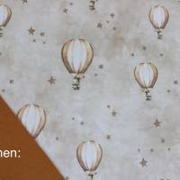 Baumwoll-Jersey bedruckt fliegende Hasen Heißluftballons kamel beige Bild 6