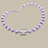 Halskette Würfelkette fliederfarben Perlenkette für Frauen lila-flieder Bild 1