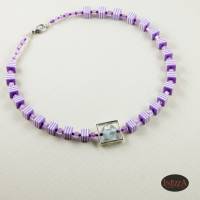 Halskette Würfelkette fliederfarben Perlenkette für Frauen lila-flieder Bild 3
