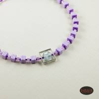 Halskette Würfelkette fliederfarben Perlenkette für Frauen lila-flieder Bild 4
