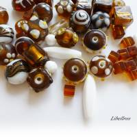 100g Perlenmischung,Glasperlen - Schmuckgestaltung,basteln,Wundertüte,braun,weiß Bild 3
