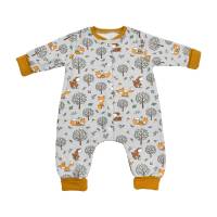 Baby Jungen Frühchen Overall Jumpsuit Einteiler Schlafanzug "Waldtiere" Reh & Fuchs ab Gr. 38-40 Geschenk Geburt Bild 1