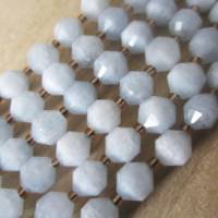 Facettierte Aquamarin Perlen mit Metallperlen 6 mm ein Strang Bild 2