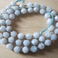 Facettierte Aquamarin Perlen mit Metallperlen 6 mm ein Strang Bild 3