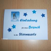 Einladung, Klappkarte mit Kuvert für einen Besuch in der Sternwarte,Geschenk, Gutscheingeschenk, Postkarte Bild 1