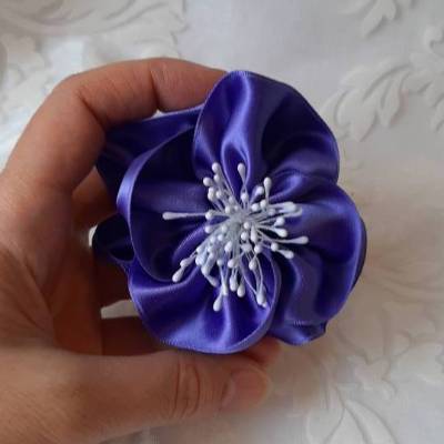Haarklammer Lila Stoffblume Haarblüte 