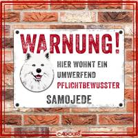 Hundeschild WARNUNG! mit Samojede, wetterbeständiges Warnschild Bild 2