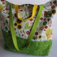 Stofftasche Gemüse aus Baumwolle mit vier Henkeln für Einkauf und Freizeit Bild 1