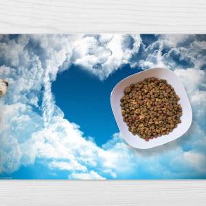 Napfunterlage | Futtermatte „Ein Herz aus Wolken“ aus Premium Vinyl - 60x40 cm - rutschhemmend, abwaschbar, reißfest - M Bild 1