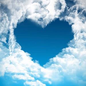 Napfunterlage | Futtermatte „Ein Herz aus Wolken“ aus Premium Vinyl - 60x40 cm - rutschhemmend, abwaschbar, reißfest - M Bild 4