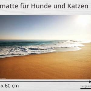 Napfunterlage | Futtermatte „Am Strand“ aus Premium Vinyl - 60x40 cm - rutschhemmend, abwaschbar, reißfest - Made in Ger Bild 2