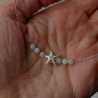 Zartes maritimes Collier mit 925er Silber und Aquamarin-Perlen Bild 4