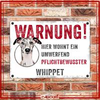 Hundeschild WARNUNG! mit Whippet, wetterbeständiges Warnschild Bild 2