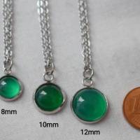 Kette grüner Achat Silber, Edelstein Halskette grüner Stein, Kette mit kleinem Achat Anhänger, minimalistischer Schmuck Bild 6