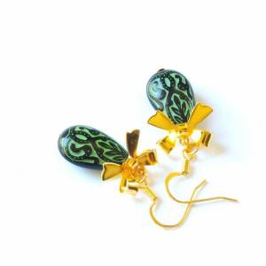 Ohrringe Schleife Orientalisch golden grün ethno Bild 1