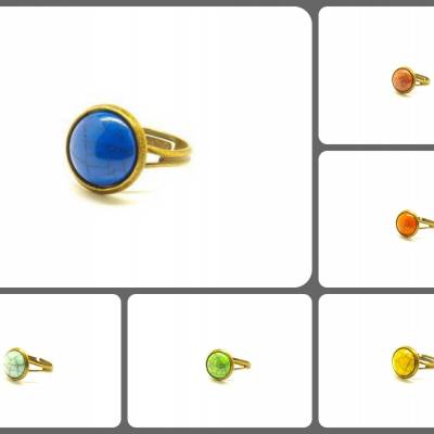 Ring nach Wahl Cabochon Türkis Imitat bronze vintage silbern gelb orange rot blau grün lila Juvelato