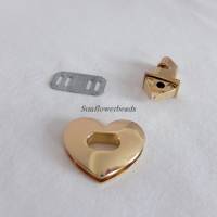 Taschenverschluss, Drehverschluss gold in Herzform, 4-teilig Bild 1