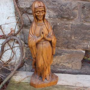 große Heiligenfigur 58 cm Mutter Gottes Holz geschnitzt Handarbeit Bild 3