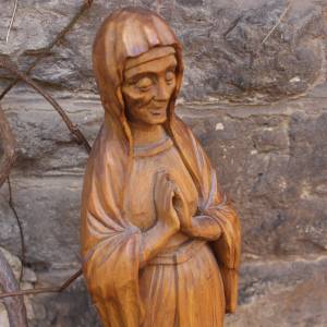 große Heiligenfigur 58 cm Mutter Gottes Holz geschnitzt Handarbeit Bild 4