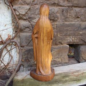 große Heiligenfigur 58 cm Mutter Gottes Holz geschnitzt Handarbeit Bild 7