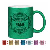 Glitzer Tasse mit Name / 9 verschiedene Farben / Geschenkidee mit Personalisierung / Premium Jahrgang Bild 1