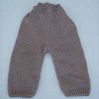 Babyhose Babystrampler gestrickt in Hellbraun aus Wolle mit Baumwolle Größe 62 68 Bild 5