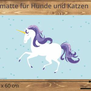 Napfunterlage | Futtermatte „Einhorn“ aus Premium Vinyl - 60x40 cm - rutschhemmend, abwaschbar, reißfest - Made in Germa Bild 2