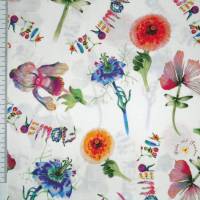 19,00 EUR/m Meterware Clothworks Flowertalk Mohnblumen Kornblumen US-Designerstoff für Kissen Decken Taschen Kleidung Bild 1
