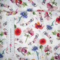 19,00 EUR/m Meterware Clothworks Flowertalk Mohnblumen Kornblumen US-Designerstoff für Kissen Decken Taschen Kleidung Bild 2