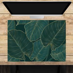 Schreibtischunterlage – Tropische Blätter mit Goldadern – 70 x 50 cm – Schreibunterlage aus erstklassigem Premium Vinyl Bild 1